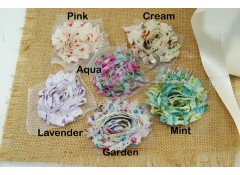 Shabby Flower "Fleur" Pattern - 6.5 cm (Pack of 4)